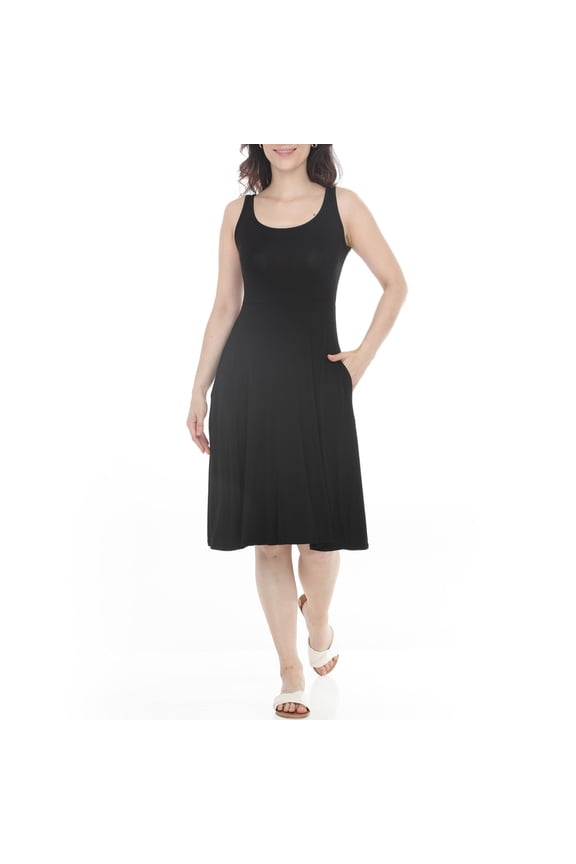 Women's Scoop Neck Fit & Flare Tank Midi Dress, Sizes S-XL