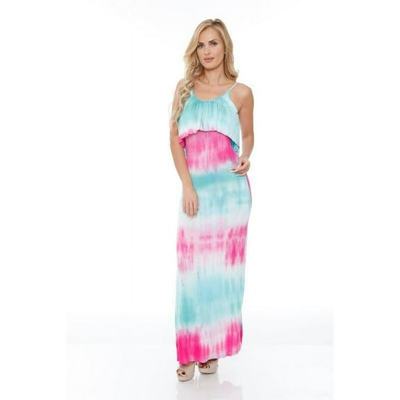 White Mark Womens Kaleatie Dye Overlay Maxi Dress Blue M