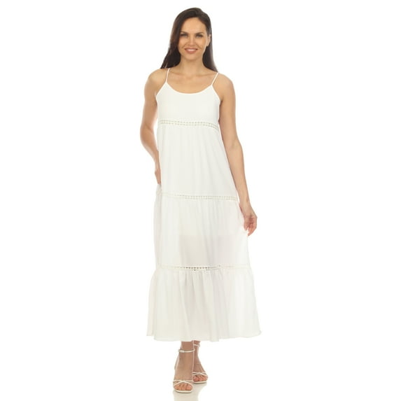 White Mark Women's Scoop Neck Tiered Maxi Dress