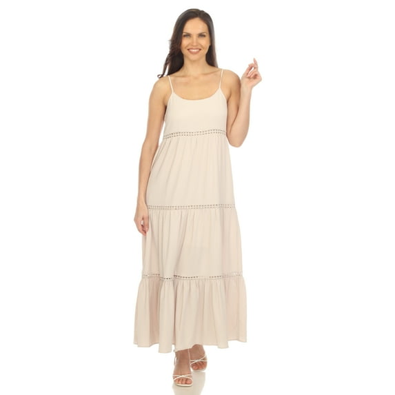 White Mark Women's Scoop Neck Tiered Maxi Dress