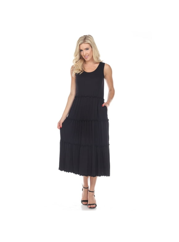 Women's Scoop Neck Tiered Midi Dress
