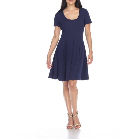 White Mark Women's Short Sleeve Fit and Flare Dress