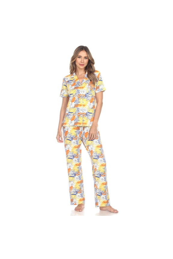 Women's Short Sleeve & Pants Tropical Pajama Set