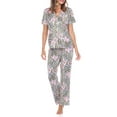 thumbnail image 1 of White Mark Women's Short Sleeve & Pants Tropical Pajama Set, 1 of 10