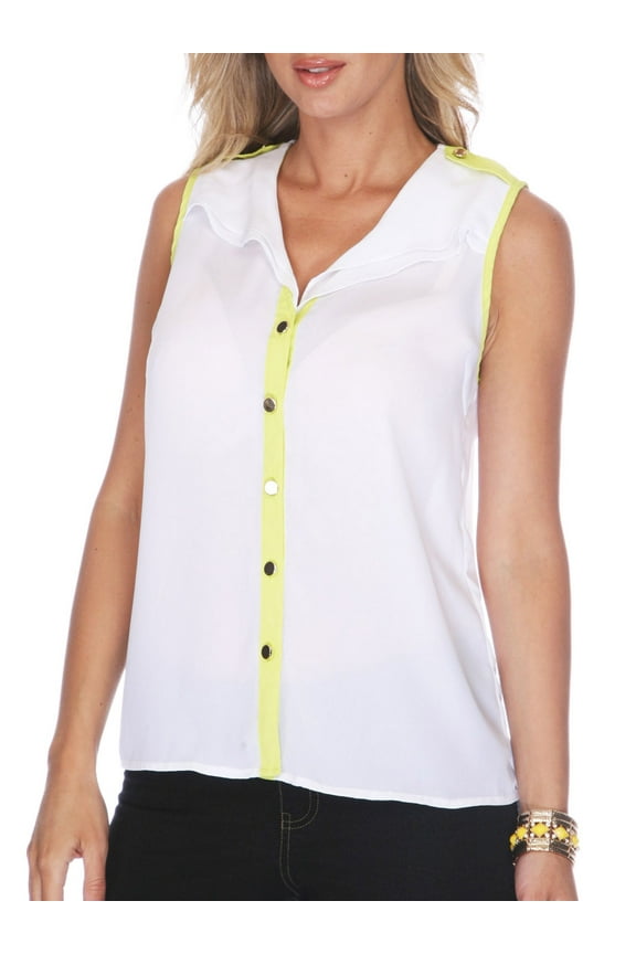 Women's Sleeveless Chiffon Button-down Blouse