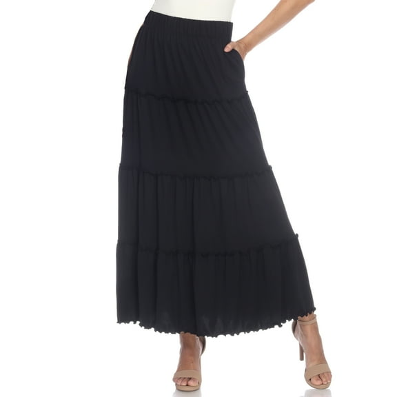 White Mark Women’s Soft Tiered Maxi Skirt