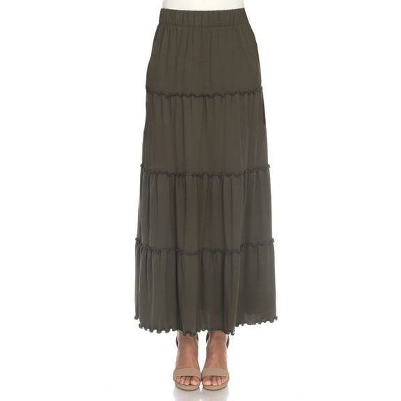 White Mark Women’s Soft Tiered Maxi Skirt
