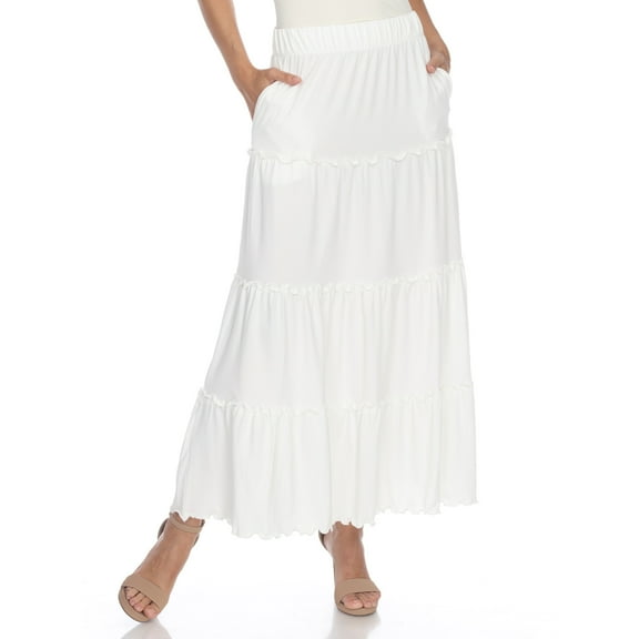 White Mark Women’s Soft Tiered Maxi Skirt