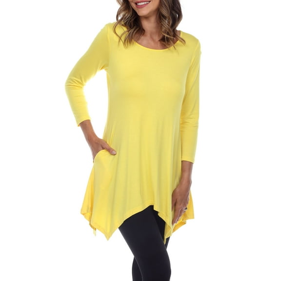 White Mark Women's Solid Color Tunic Top