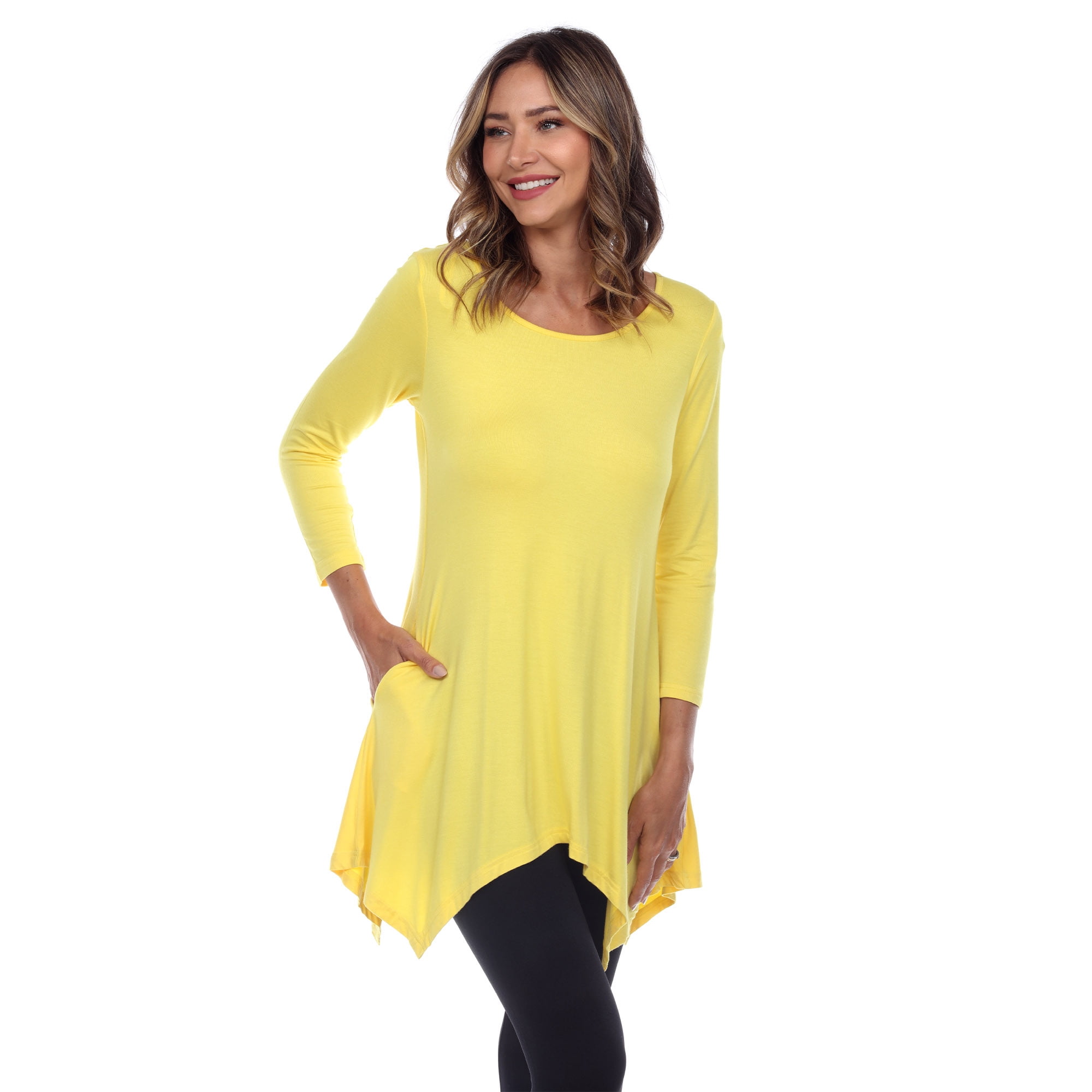 White Mark Women's Solid Color Tunic Top