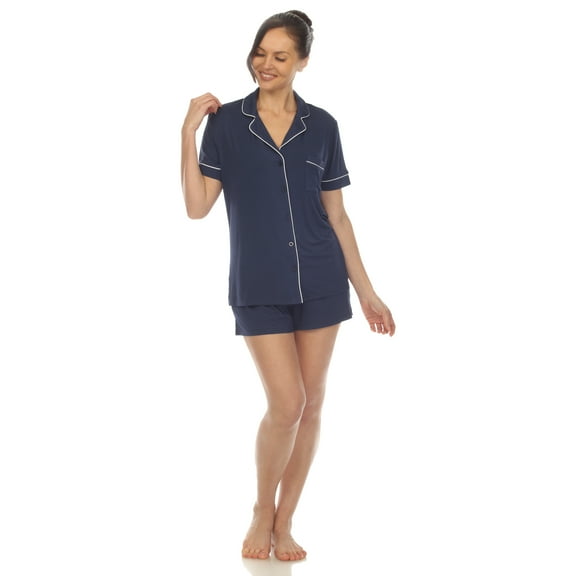 White Mark Women's Solid Short Pajama Set