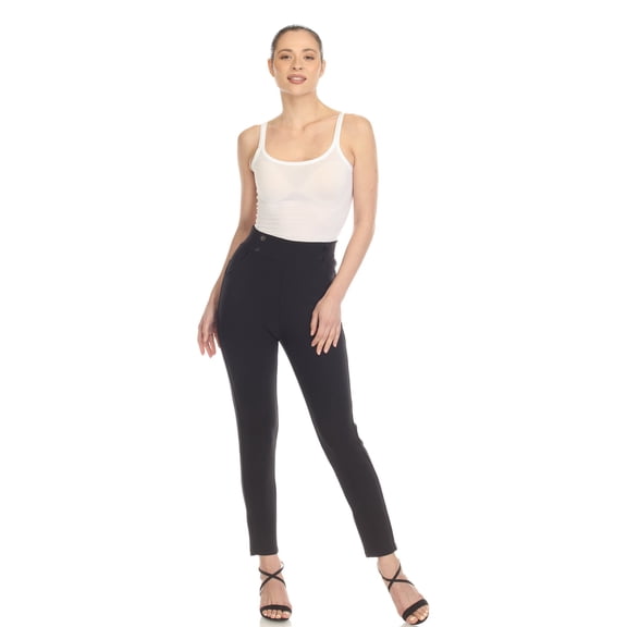 White Mark Women's Super Soft Elastic Waistband High Waist Scuba Pants with Pockets