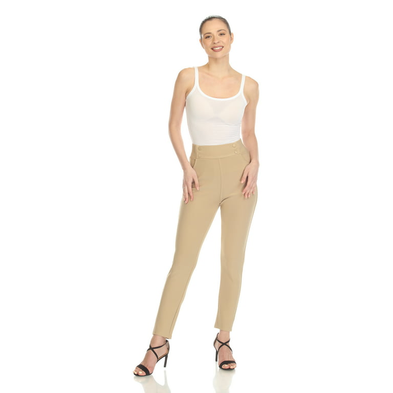 White Mark Women's Super Soft Elastic Waistband High Waist Scuba Pants with  Pockets