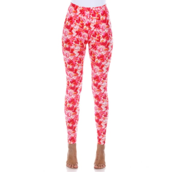 White Mark Women's Super Soft Heart Print Leggings