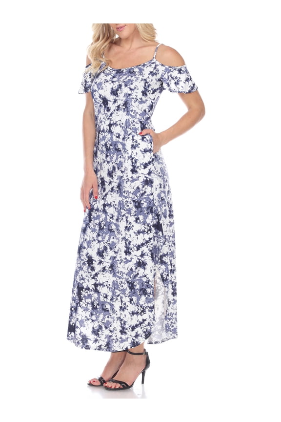 Women's Tie-Dye Cold Shoulder Maxi Dress