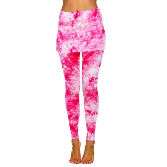 White Mark Women's Tie Dye Skirted Leggings