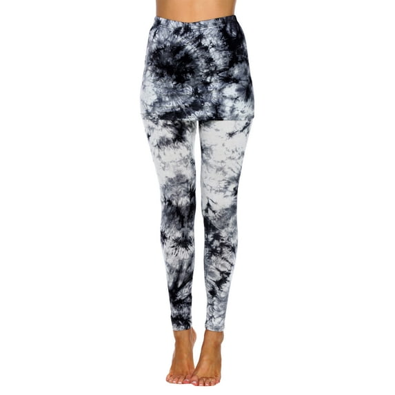 White Mark Women's Tie Dye Skirted Leggings