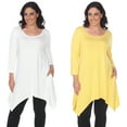 thumbnail image 1 of White Mark Women's Plus Size White 3/4 Sleeve Makayla 2-Pack Tunic Top, 1 of 2