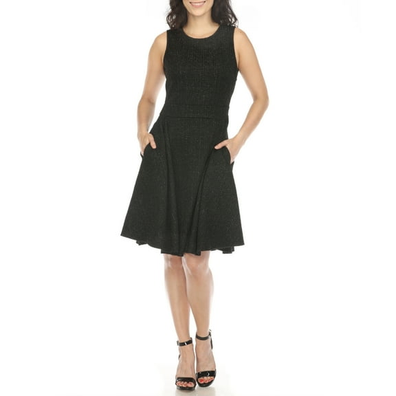 White Mark Women's Tweed Fit & Flare Dress