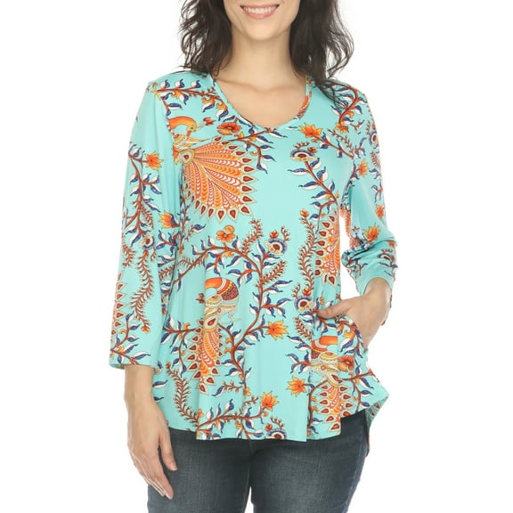 White Mark Women's Vibrant Boho Swing Top