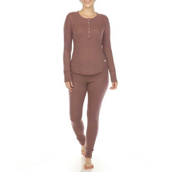 White Mark Women's Waffle Pajama Set
