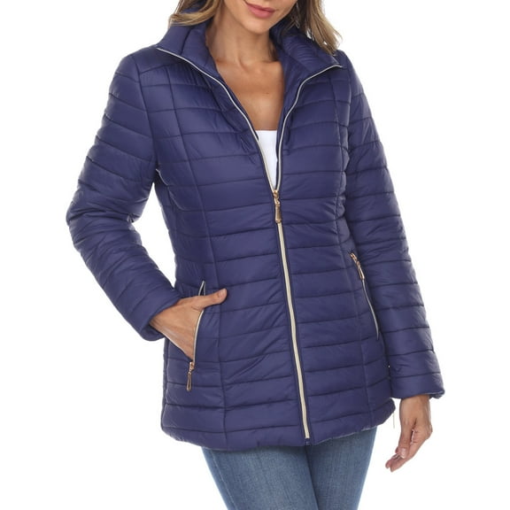 White Mark Women's Zip Up Puffer Coat