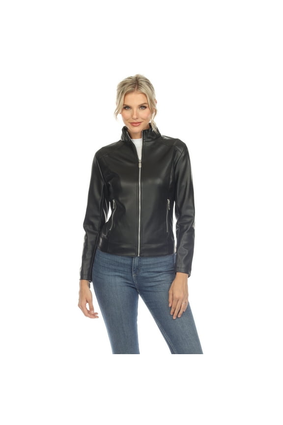 Womens Classic Biker Faux Leather Jacket Sizes Available Sustainable
