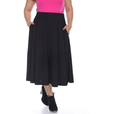 White Mark Womens Plus Knit Textured A-Line Skirt