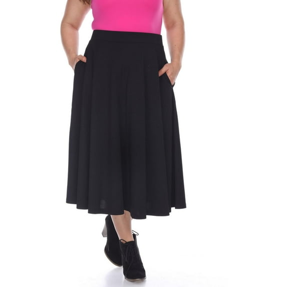 White Mark Womens Plus Knit Textured A-Line Skirt