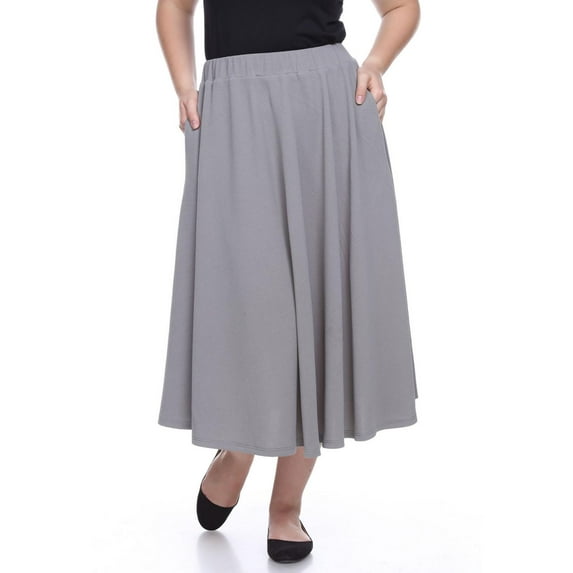 White Mark Womens Plus Knit Textured A-Line Skirt