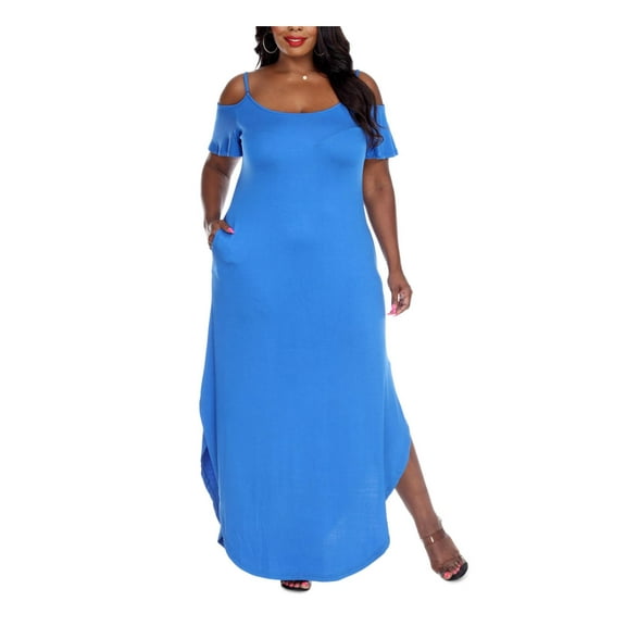 White Mark Womens Plus Lexi Jersey Cold Shoulder Maxi Dress