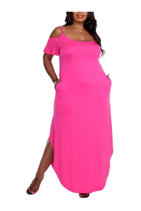 Womens Plus Lexi Jersey Cold Shoulder Maxi Dress