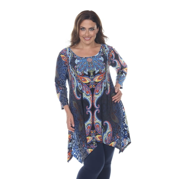 Plus Marlene Tunic Top Blue Multi 1X