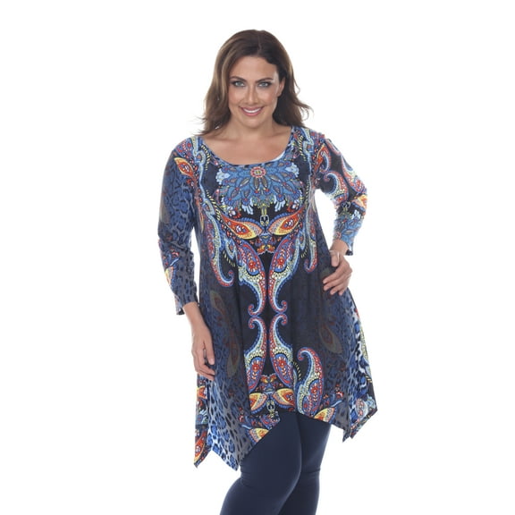 Plus Marlene Tunic Top Blue Multi 1X