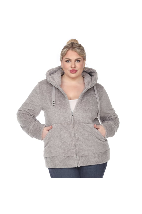 Women's Missy and Plus Hooded Zip-Up Sherpa Jacket