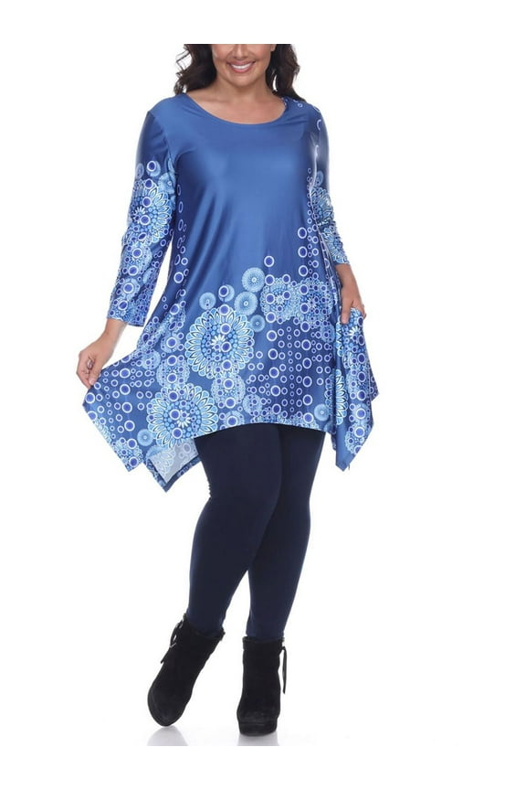 Womens Plus Sharkbite Hem Floral Tunic Top