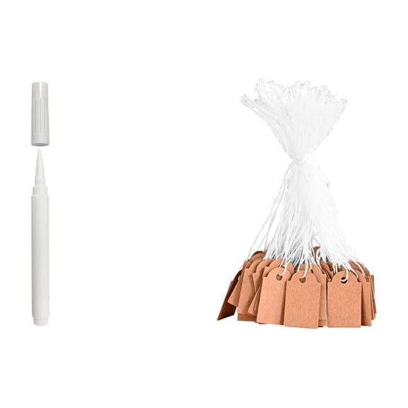 White Marker Pen for Chalkboard Labels, 2ml White Sign Pen for Glass Jars, Reusable Erasable Ink Pen for Kitchen Organization, Decorating and Crafts.Comes with a notepad.