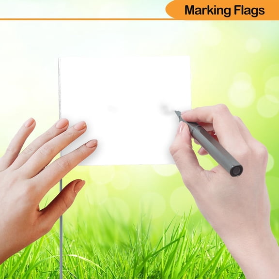 White Marking Flags for Yard, Lawn, Boundary, Dog Training, Survey, Landscape, Sprinkler, Surveyor, Garden, Construction, High Visibility, Sturdy, Versatile, UV and Weather Resistant