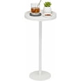 thumbnail image 1 of White Martini Table, Modern Small Round Side Table, Minimalist Metal & Wood Pedestal End Table with Weighted Base, White Drink Table for Living Room, Small Spaces,Next to Sofa, 24.7" Tall, 1 of 9