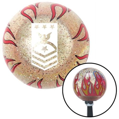 White Master Chief of the Coast Guard Clear Flame Metal Flake Shift Knob with M16 x 1.5