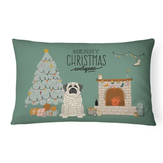 White Mastiff Brindle Christmas Everyone Canvas Fabric Decorative Pillow