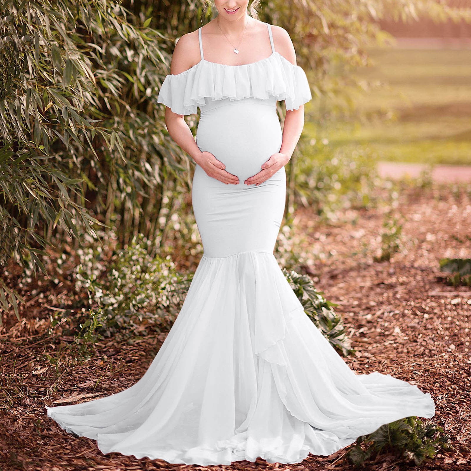 White Maternity dress Women Pregnants Maternity Photography Props Short