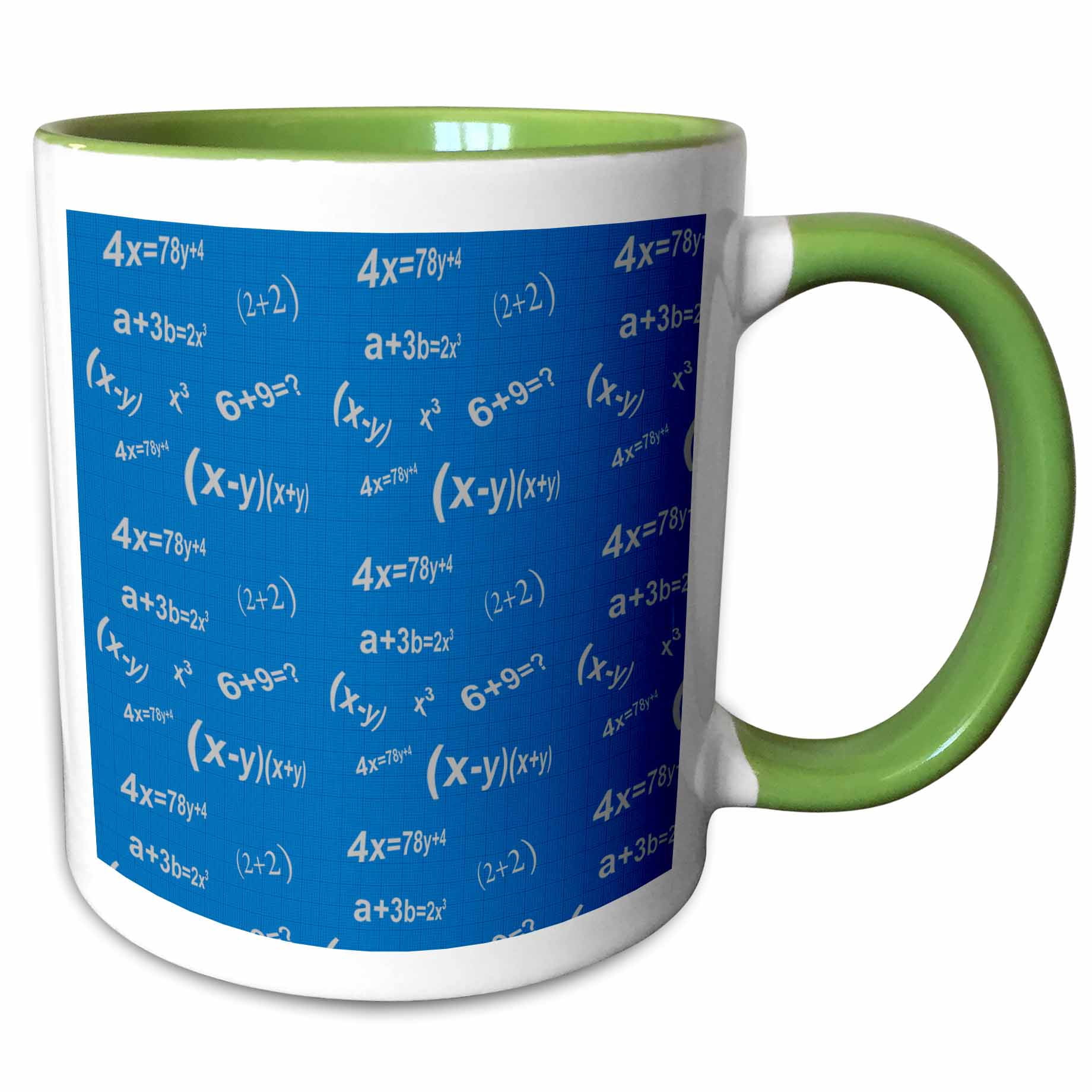 3drose, White Math Formulas on a Blue Background, 15oz Two-tone Green ...