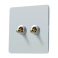 thumbnail image 1 of White Matte Finish Retro Toggle Switch With Brass Lever Control Options, 1 of 6