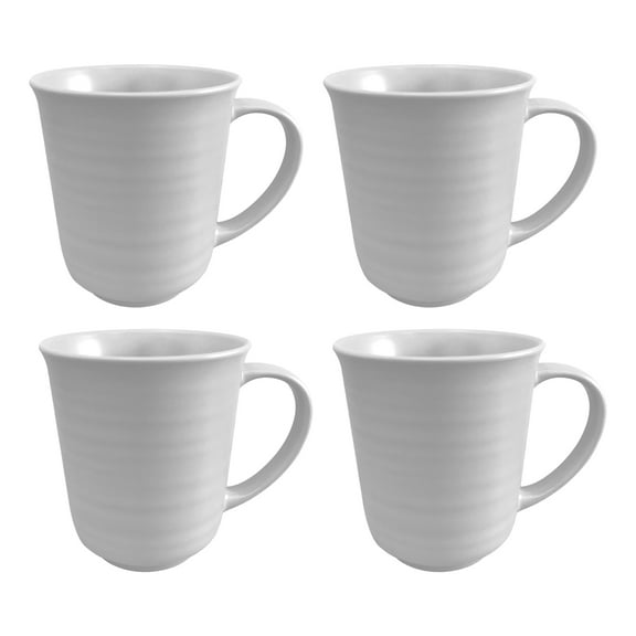 White Matte Glaze Finish 17 ounce Stoneware Coffee Cup Mugs Set of 4