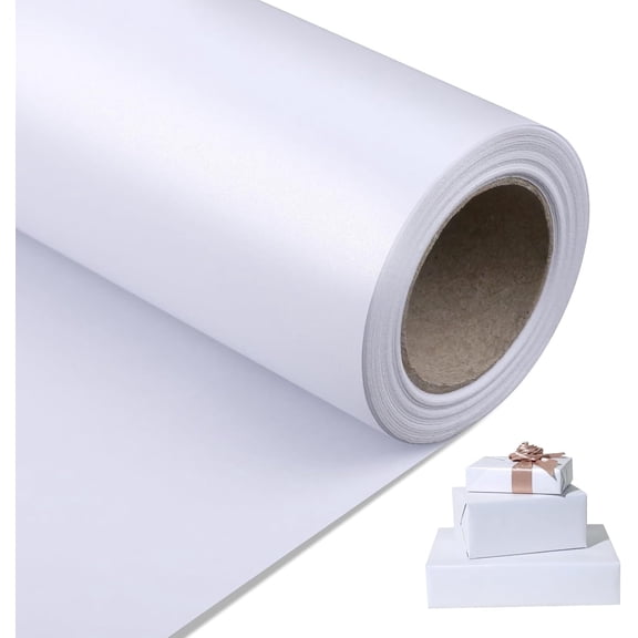 White Matte Wrapping Paper,Solid Color Pearly-Lustre Paper,Gift Wrapping Paper,Perfect for Wedding,Valentine's Day,Birthday, Christmas,Baby Shower,DIY Bouquet (17 Inches X 32.8 Feet)