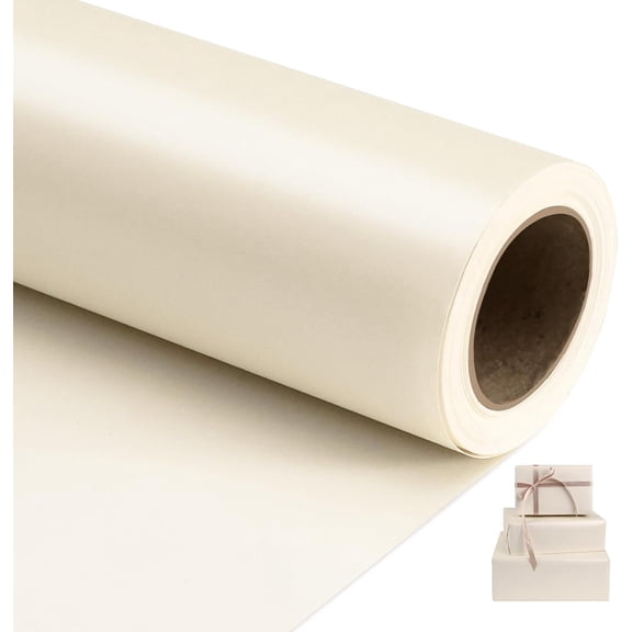 Off White Matte Wrapping Paper,Solid Color Pearly-Lustre Paper,Gift Wrapping Paper,Perfect for Wedding,Valentine's Day,Birthday, Christmas,Baby Shower,DIY Bouquet (17 Inches X 32.8 Feet)