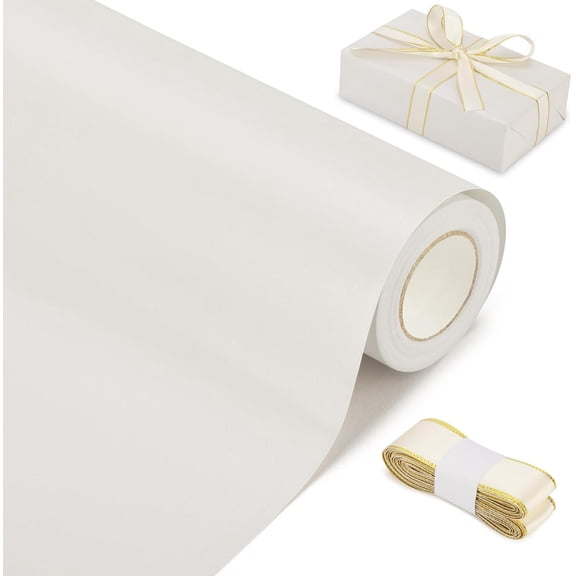 Off White Matte Wrapping Paper16.9 Inches X 39.3 Feet,Solid Color pearlescent Gift Wrapping Paper,Perfect for Valentine's Day,Birthday,Christmas,Graduation,Baby Shower,DIY Bouquet (Off White colour)