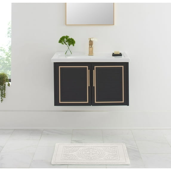 White, Medallion, 17x24 in Bath Rug, Jean Pierre