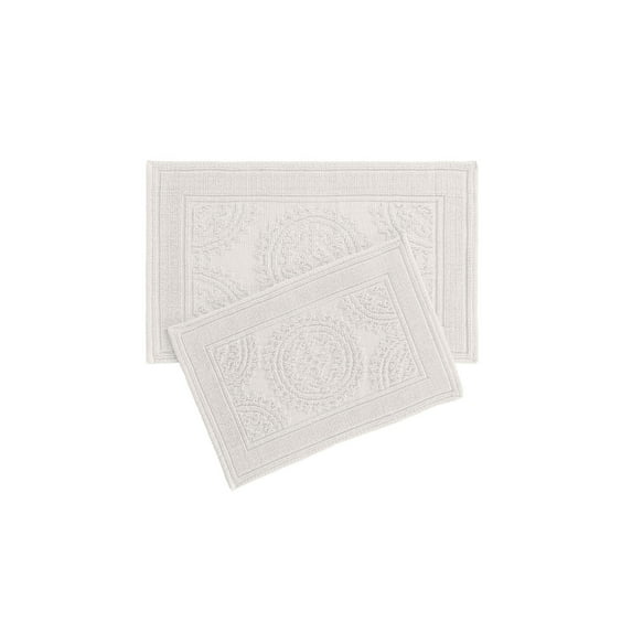 White, Medallion, 2-Piece Bath Rug Set, Jean Pierre